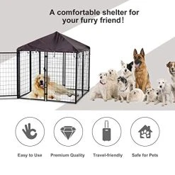 Mia's Pet Supply PawHut Lockable Dog House Kennel With Water-Resistant Roof For Small And Medium Sized Pets, 4.6' X 4.6' X 5'
