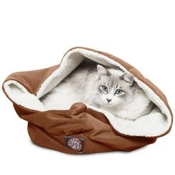Mia's Pet Supply : 17 Inch Rust Suede Burrow Cat Bed Bedding