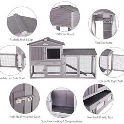 Mia's Pet Supply Aivituvin Expandable Chicken Coop Large Rabbit Hutch Rabbit Houses & Accessories
