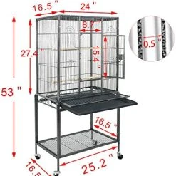 ZENY 53-Inch Wrought Iron Bird Cage with Stand - Durable Aviary & Perches for Pet Birds 12 Mia's Pet Supply Aviary & Perches ZENY Bird Cage With Stand Wrought Iron Construction 53-Inch Pet Bird Cage