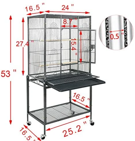 ZENY 53-Inch Wrought Iron Bird Cage with Stand - Durable Aviary & Perches for Pet Birds 4 Mia's Pet Supply Aviary & Perches ZENY Bird Cage With Stand Wrought Iron Construction 53-Inch Pet Bird Cage