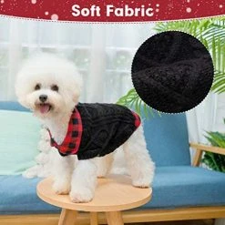 Mia's Pet Supply Apparel Plaid Patchwork Pet Doggy Knitted Sweaters Comfortable Coats For Cold Weather