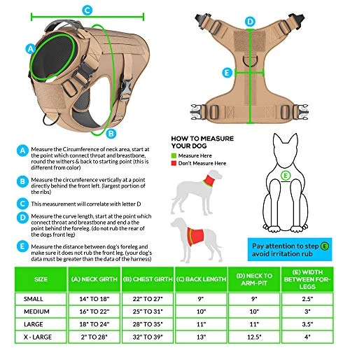 Mia's Pet Supply Tactical Dog Harness Bundle - No Pull Front Clip, MOLLE Vest, Leash & Bag - Peanut Brown (M) 6 Mia's Pet Supply Tactical Dog Harness Bundle Includes Tactical Leash & Tactical Bag. Working Dog MOLLE Vest With Handle, No Pulling Front Leash Clip, Hook & Dog Patch. (M (Neck:16"-22" ; Chest:25"-31"), Peanut Brown) Leashes And Harness