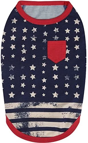 Mia's Pet Supply Patriotic Blueberry Pet Apparel - Pack of 2 Soft & Comfy USA Flag Cat & Dog Outfits 4 Mia's Pet Supply Blueberry Pet Pack Of 2 Soft & Comfy Patriotic Spirit USA Stars Stripes American Flag Apparel