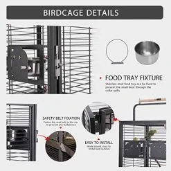 Mia's Pet Supply VIVOHOME 18 Inch Wrought Iron Bird Travel Carrier Cage