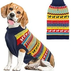 Mia's Pet Supply Dog Sweater - Winter Coat Apparel Clothes With Colorful Stripes