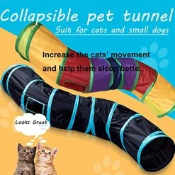 Mia's Pet Supply CATTUNNEL-5R New DeeNiner Colorful Cat Tunnel Cat Tunnel For Indoor Cats Large, With Play Ball S-Shape 5 Way Collapsible Interactive Peek Hole Pet Tube Toys