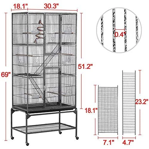 YAHEETECH 69-Inch Extra Large Bird Cage Aviary with Perches - Durable & Spacious for Parrots, Cockatiels, and More 6 Mia's Pet Supply YAHEETECH 69-Inch Extra Large Bird Cage Aviary & Perches