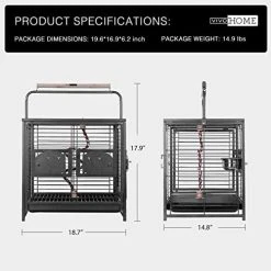 Mia's Pet Supply VIVOHOME 18 Inch Wrought Iron Bird Travel Carrier Cage