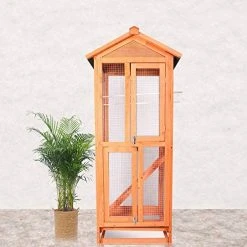 Mia's Pet Supply Vilobos Large Wooden Aviary Standing Vertical Play House Aviary & Perches