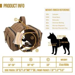 Mia's Pet Supply OneTigris Dog Pack Hound Travel Camping Hiking Backpack Saddle Bag