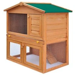 Mia's Pet Supply VidaXL Outdoor Rabbit Hutch 3 Doors Rabbit Houses & Accessories