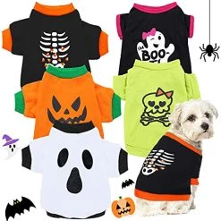 Mia's Pet Supply Apparel 5 Pcs Fall Halloween Dog Shirt Halloween