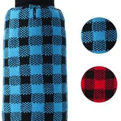 Mia's Pet Supply Apparel PUPTECK Dog Sweater Plaid Pet Cat Winter Knitwear Warm Clothes Blue & Black S/M : Pet Supplies