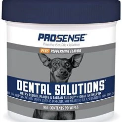 Mia's Pet Supply Pro-Sense P-87073 Plus Peppermint Flavor Dental Solutions Wipes, 90 Count Hygiene
