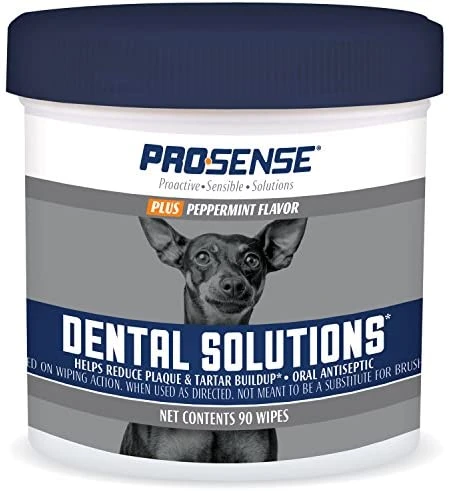 Mia's Pet Supply Pro-Sense P-87073 Plus Peppermint Dental Wipes for Cats & Dogs, 90 Count - Fresh Breath & Oral Hygiene 1 Mia's Pet Supply Pro-Sense P-87073 Plus Peppermint Flavor Dental Solutions Wipes, 90 Count Hygiene