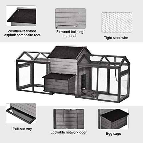 Mia's Pet Supply PawHut Large 100" Solid Wood Deluxe Outdoor Chicken Coop - Durable & Spacious Chicken Cage 3 Mia's Pet Supply PawHut Large 100" Solid Wood Deluxe Outdoor Chicken Coop Chicken Coop Cages