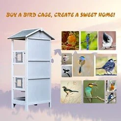 Mia's Pet Supply Aviary & Perches PawHut Wooden Outdoor Bird Cage, Featuring A Large Play House