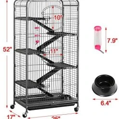 Yaheetech 52" 6-Level Metal Rabbit Cage with 3 Front Doors, Feeder & Wheels - Durable Pet House for Rabbits, Guinea Pigs, and Small Animals 14 Mia's Pet Supply Houses, Pens & Crates Yaheetech 52