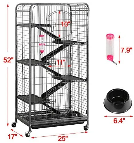 Yaheetech 52" 6-Level Metal Rabbit Cage with 3 Front Doors, Feeder & Wheels - Durable Pet House for Rabbits, Guinea Pigs, and Small Animals 6 Mia's Pet Supply Houses, Pens & Crates Yaheetech 52" 6 Level Metal Rabbit Cage With 3 Front Doors/Feeder/Wheels