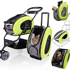 Mia's Pet Supply Travel : Ibiyaya 5 In 1 Pet Carrier + Backpack + Car Seat + Pet Carrier Stroller + Carriers With Wheels For Dogs And Cats All In ONE (Brown) : Pet Supplies