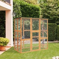 Mia's Pet Supply PawHut 71" X 39" X 71" Large Wooden Outdoor Cat Enclosure Catio Cage With 6 Platforms Rabbit Houses & Accessories