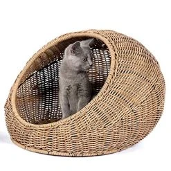 Mia's Pet Supply GARDEN Wicker Cat Bed Dome For Medium Indoor Cats Bedding