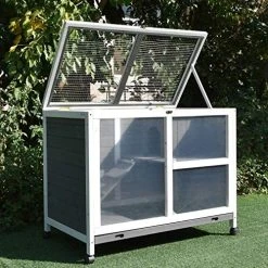 Mia's Pet Supply PawHut Solid Wood Rabbit Hutch/Home Pet House