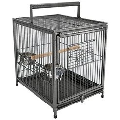Mia's Pet Supply Aviary & Perches Heavy Duty Wrought Iron Travel Bird Cage Carrier