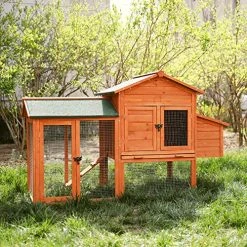 Mia's Pet Supply LAZY BUDDY Chicken Coop, 41” Wooden Chick Cage With Egg Box Chicken Coop Cages
