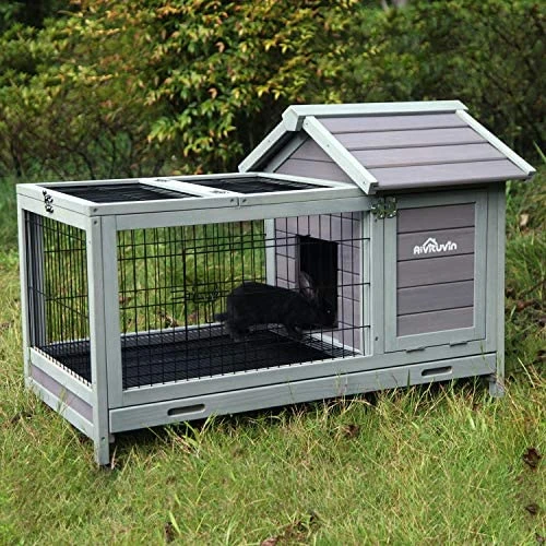 Mia's Pet Supply Aivituvin Rabbit Hutch - Indoor & Outdoor Rabbit House on Wheels | Affordable & Durable 2 Mia's Pet Supply Aivituvin Rabbit Hutch Outdoor And Indoor On Wheels Rabbit Houses & Accessories