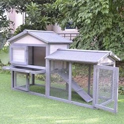 Mia's Pet Supply PawHut Large Outdoor Raised Painted Deluxe Wood Rabbit Hutch