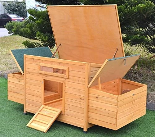 Mia's Pet Supply Omitree 69" Wooden Chicken Coop Cage - Durable Poultry Hutch for Hens, Ducks & More 6 Mia's Pet Supply Omitree New 69" Wood Hen Chicken Duck Poultry Hutch House Coop Cage