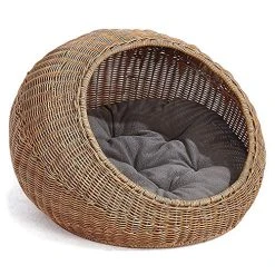 Mia's Pet Supply GARDEN Wicker Cat Bed Dome For Medium Indoor Cats Bedding