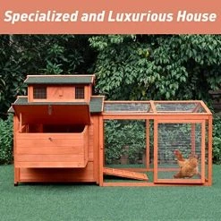 Mia's Pet Supply LAZY BUDDY Chicken Coop, 70 Wooden Chick Cage With 2 Hen Nesting Boxes Chicken Coop Cages