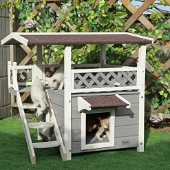 Mia's Pet Supply : Petsfit 2-Story Outdoor Weatherproof Cat House With Stairs Houses, Pens & Crates