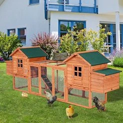 Mia's Pet Supply PawHut 124" Dual Backyard Chicken Coops