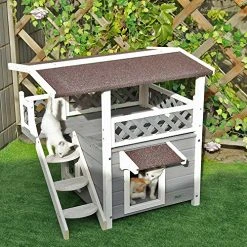 Mia's Pet Supply : Petsfit 2-Story Outdoor Weatherproof Cat House With Stairs Houses, Pens & Crates