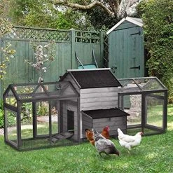 Mia's Pet Supply PawHut Large 100" Solid Wood Deluxe Outdoor Chicken Coop Chicken Coop Cages
