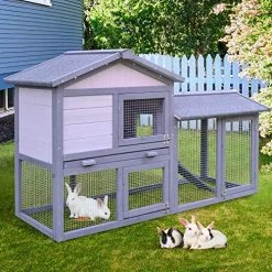 Mia's Pet Supply PawHut Large Outdoor Raised Painted Deluxe Wood Rabbit Hutch