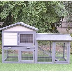 Mia's Pet Supply PawHut Large Outdoor Raised Painted Deluxe Wood Rabbit Hutch