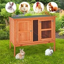Mia's Pet Supply Rabbit Hutch 2-Tier 40" Rabbit Cage Outdoor Large Wooden Bunny House