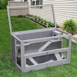 Mia's Pet Supply Aivituvin Rabbit Hutch, Wooden Bunny Cages Indoor Rabbit Houses & Accessories