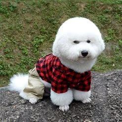 Mia's Pet Supply Apparel : Pet Sweater With Khaki Overalls Pants