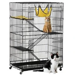 Mia's Pet Supply Topeakmart 4-Tier Foldable Kitten Cat Home Cages Rabbit Houses & Accessories