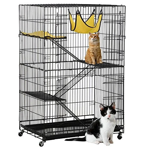 Mia's Pet Supply Topeakmart 4-Tier Foldable Cat Cage & Rabbit House - Durable & Spacious Pet Home 1 Mia's Pet Supply Topeakmart 4-Tier Foldable Kitten Cat Home Cages Rabbit Houses & Accessories