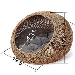 Mia's Pet Supply GARDEN Wicker Cat Bed Dome For Medium Indoor Cats Bedding