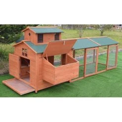 Mia's Pet Supply Large 10' Ft Wood Chicken Coop Backyard Hen Run House