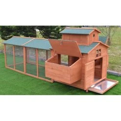 Mia's Pet Supply Large 10' Ft Wood Chicken Coop Backyard Hen Run House