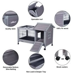 Mia's Pet Supply Rabbit Hutch - Durable Bunny Cage with Accessories for Indoor & Outdoor Use 9 Mia's Pet Supply Rabbit Hutch, Bunny Cage Rabbit Houses & Accessories